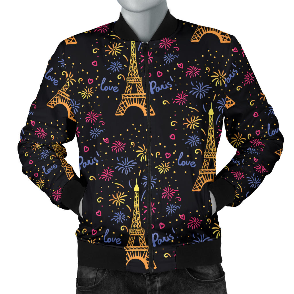 Eiffel Tower Love Paris Print Men Bomber Jacket