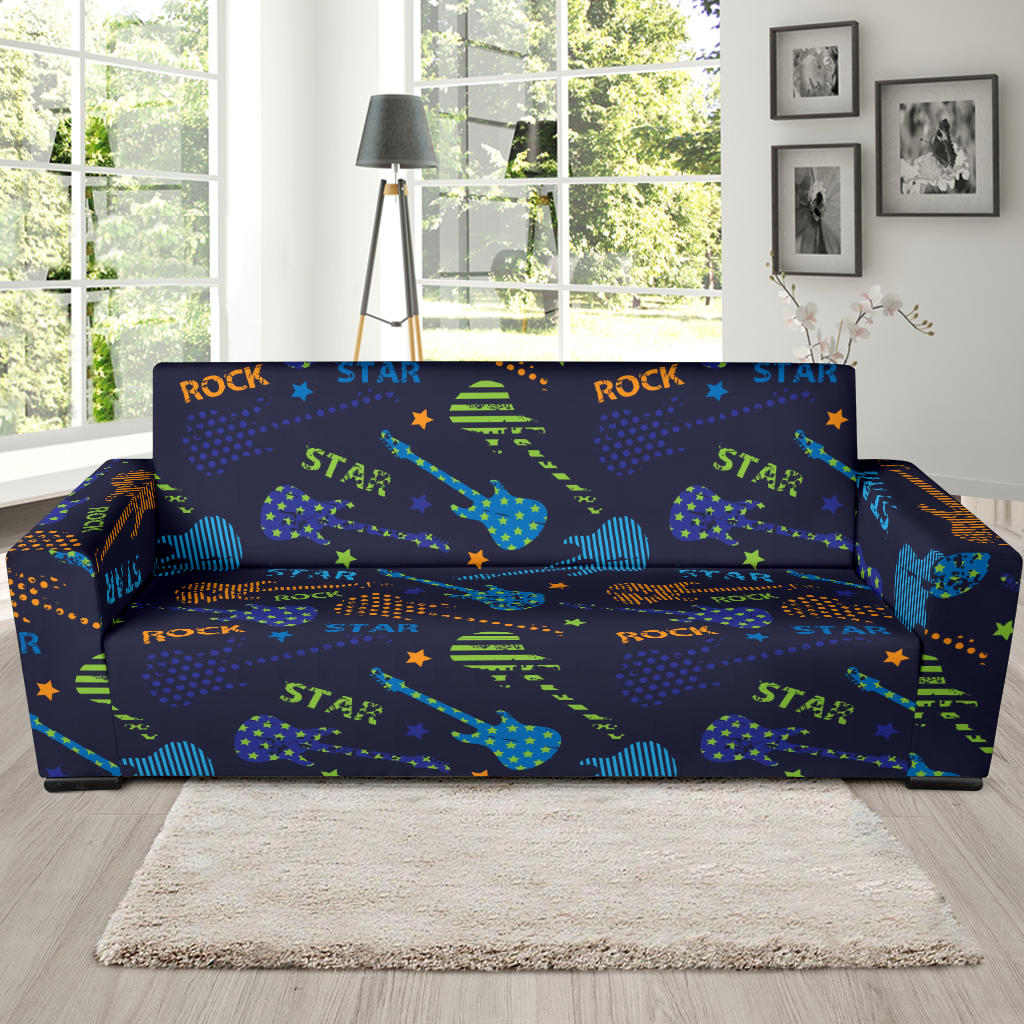 Rock and Roll Pattern Print Design A04 Sofa Slipcover