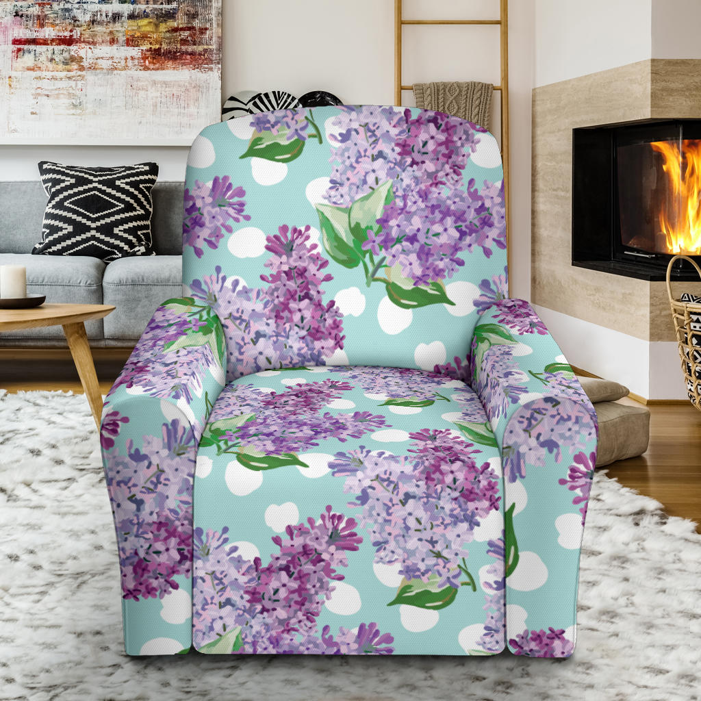 Lilac Pattern Print Design 02 Recliner Slipcover with Pocket