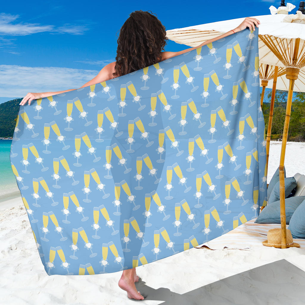 Champagne Pattern Print Design 06 Sarong Pareo Wrap