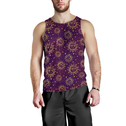Sun Moon Star Design Themed Print Men Tank Top