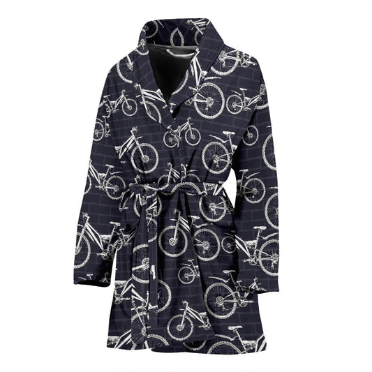 Mountain bike Pattern Print Design 02 Women Bathrobe