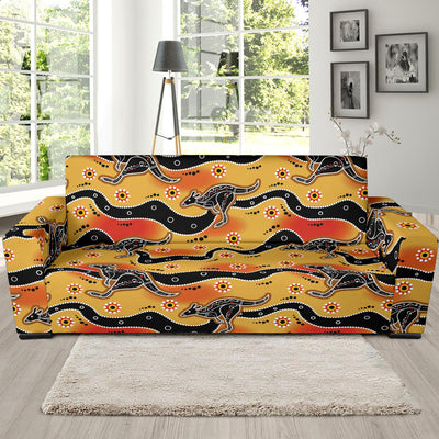 Kangaroos Aboriginal Pattern Print Design 06 Sofa Slipcover