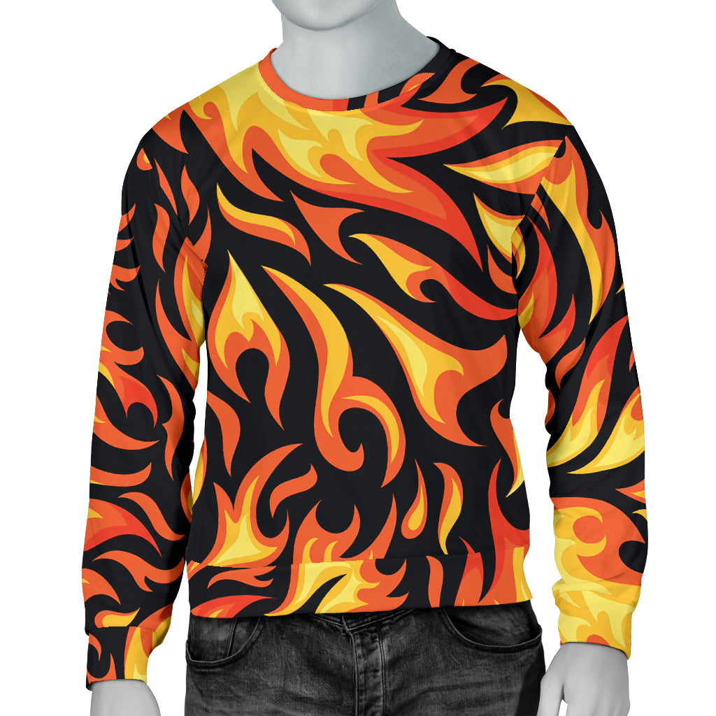 Flame Fire Design Pattern Men Long Sleeve Sweatshirt