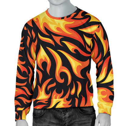 Flame Fire Design Pattern Men Long Sleeve Sweatshirt