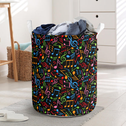 Music Note Colorful Themed Print Laundry Basket