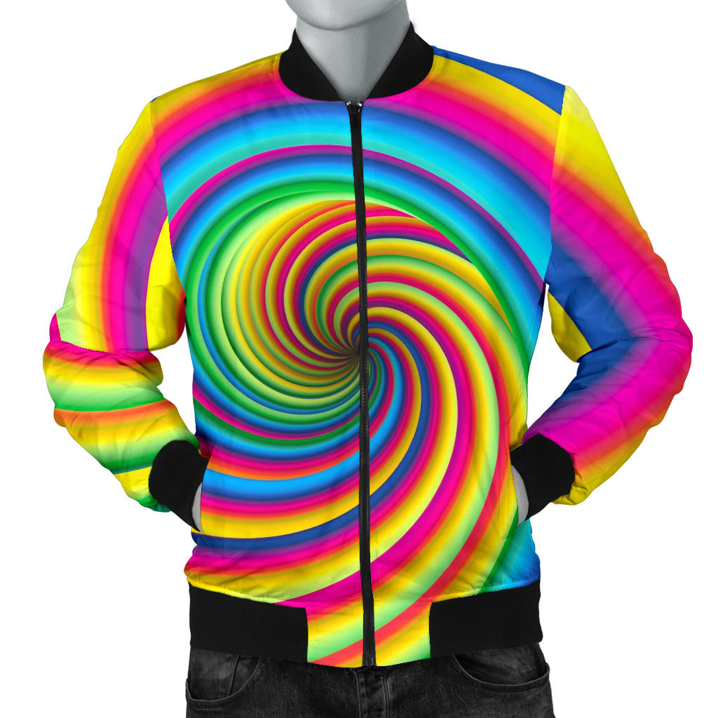 Vortex Twist Swirl Rainbow Design Men Bomber Jacket