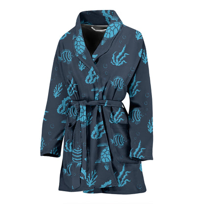 Sea Turtle Print Design LKS307 Women Bathrobe