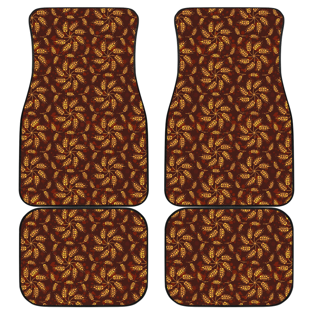 Agricultural Brown Wheat Print Pattern Car Floor Mats Front Back