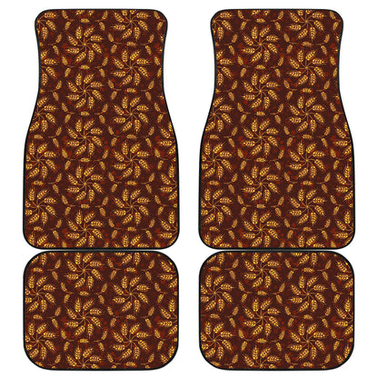 Agricultural Brown Wheat Print Pattern Car Floor Mats Front Back
