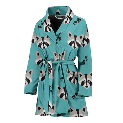 Raccoon Pattern Print Design A01 Women Bathrobe