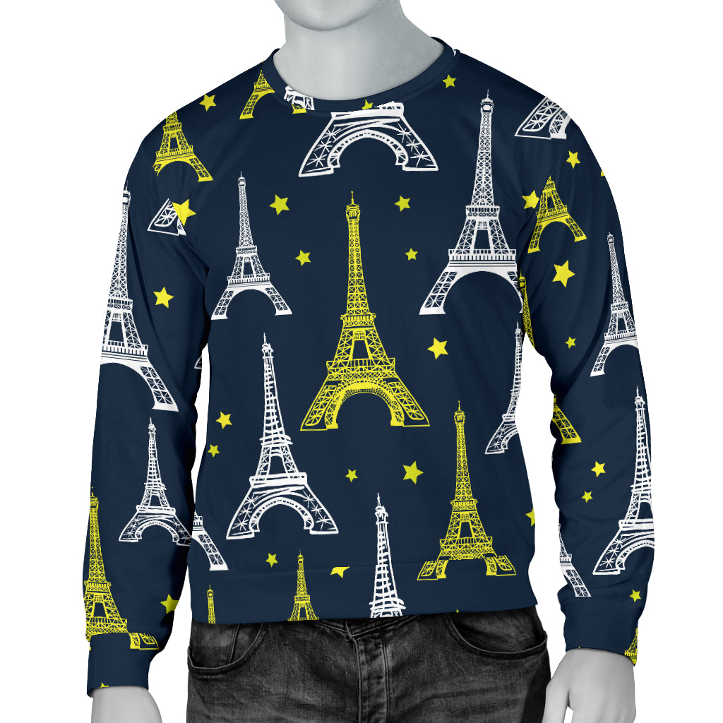Eiffel Tower Star Print Men Long Sleeve Sweatshirt