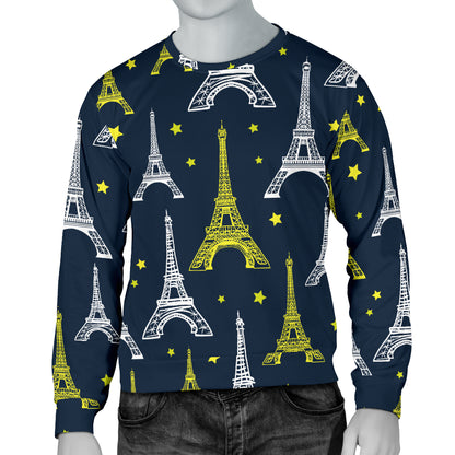 Eiffel Tower Star Print Men Long Sleeve Sweatshirt