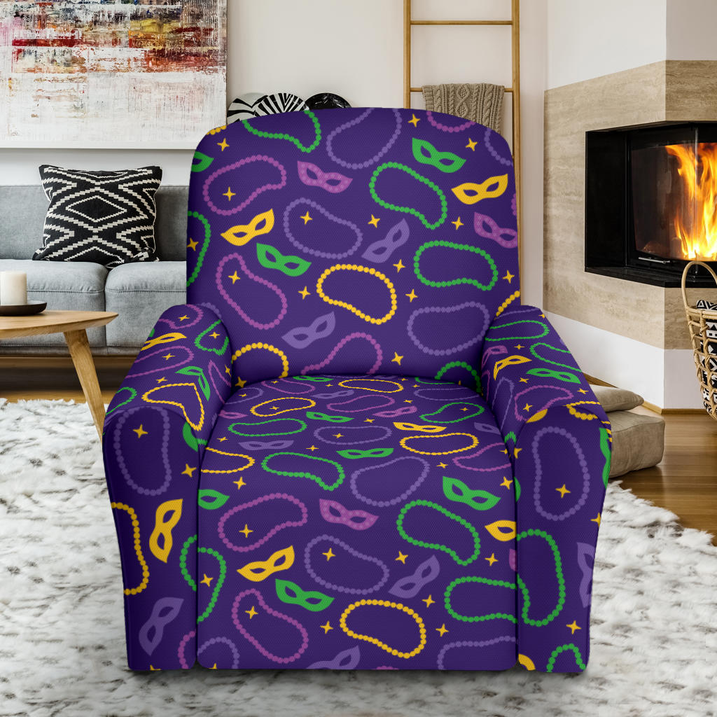 Mardi Gras Pattern Print Design 04 Recliner Slipcover with Pocket