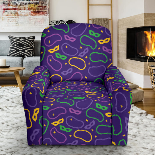 Mardi Gras Pattern Print Design 04 Recliner Slipcover with Pocket