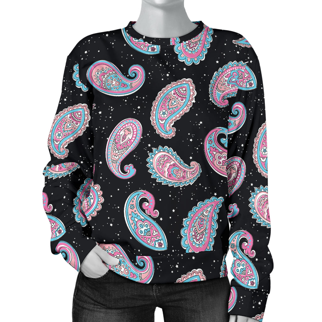 Paisley Pink Design Mandala Print Women Long Sleeve Sweatshirt
