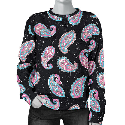 Paisley Pink Design Mandala Print Women Long Sleeve Sweatshirt