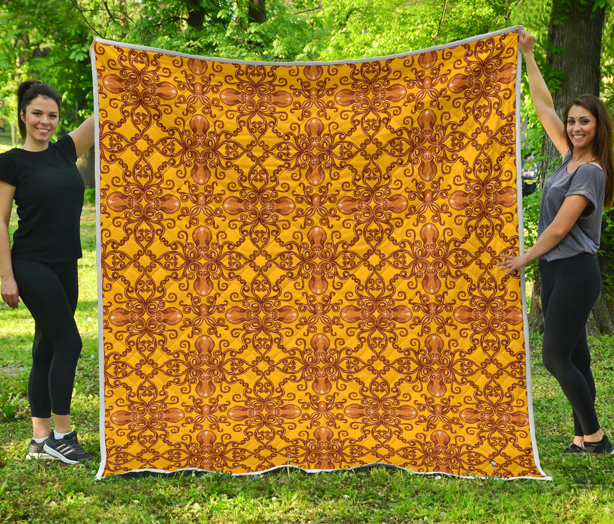 Octopus Background Design Print Quilt Bedspread