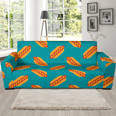 Hot Dog Pattern Print Design 03 Sofa Slipcover