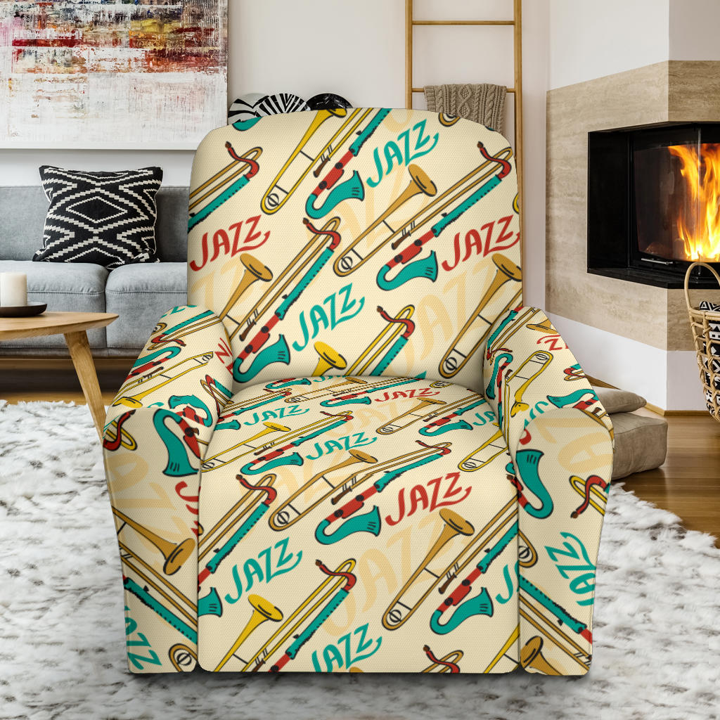 Trombone Pattern Print Design 03 Recliner Slipcover with Pocket