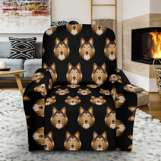 Collies Pattern Print Design 01 Recliner Slipcover with Pocket