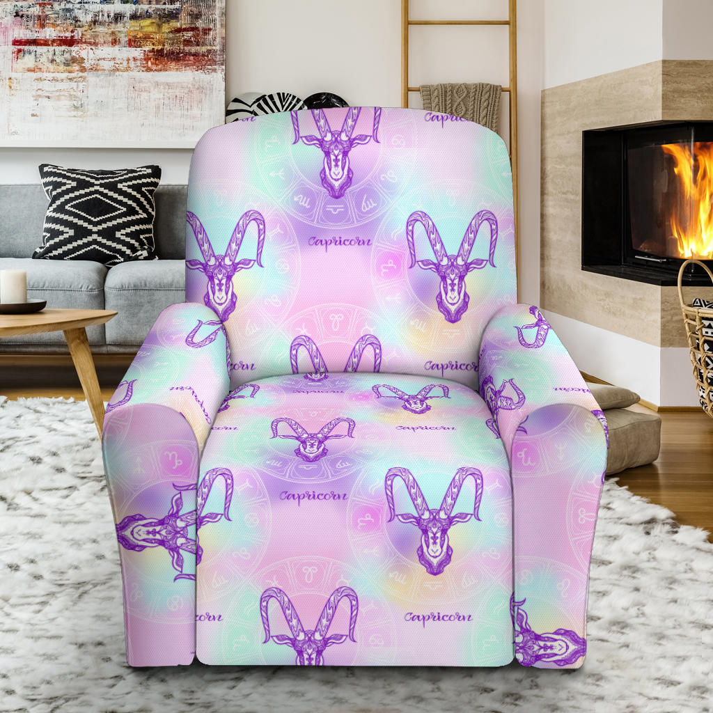 Capricorn Zodiac Pattern Print Design 02 Recliner Slipcover with Pocket