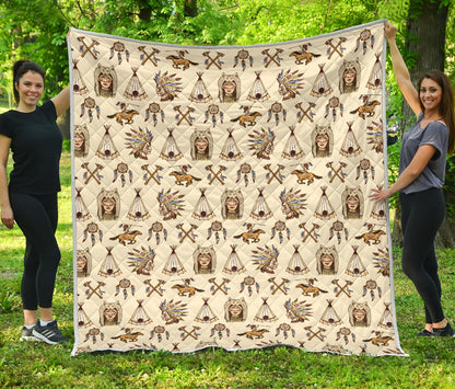 Native Indian Pattern Design Print Quilt Bedspread