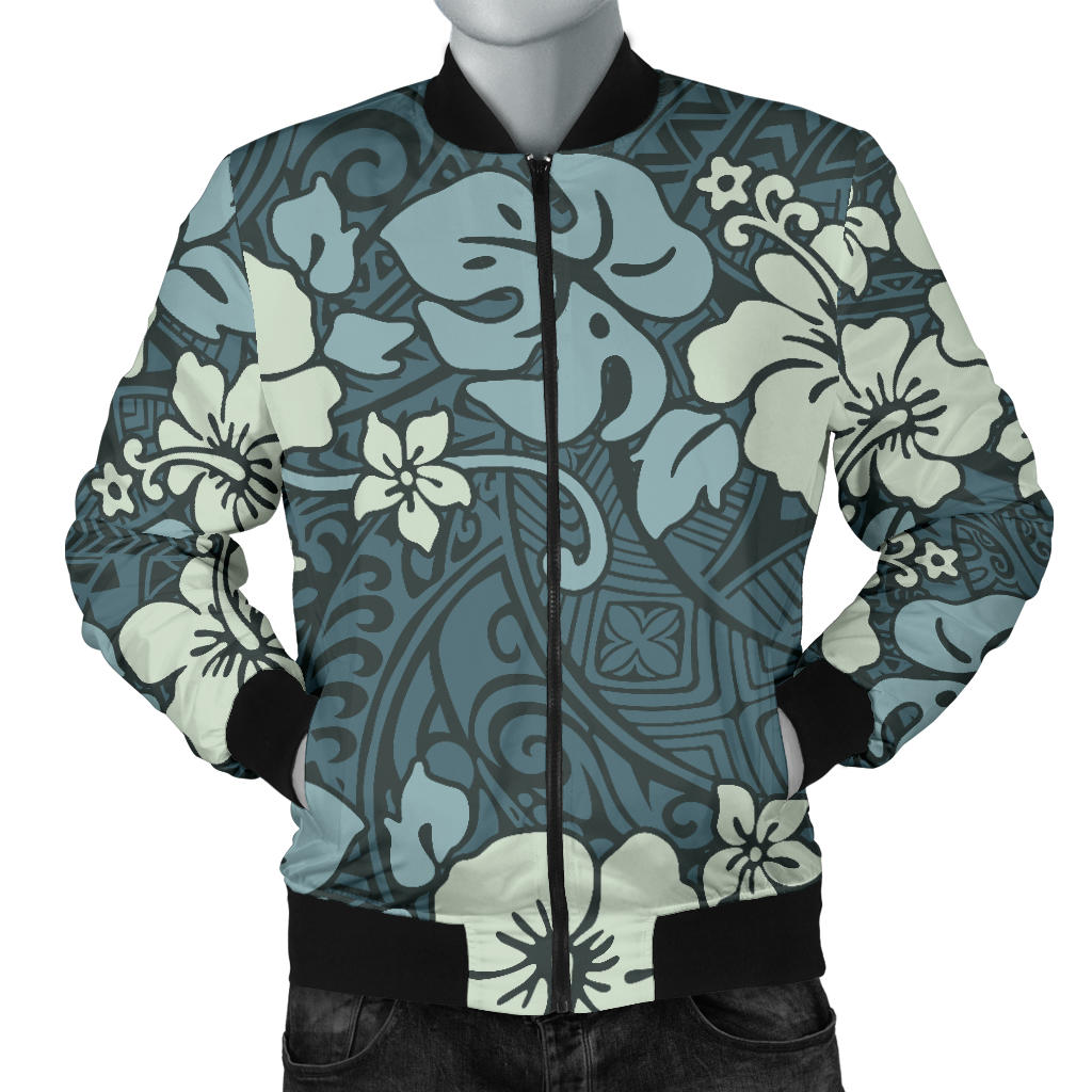 Flower Hawaiian Hibiscus Style Print Pattern Men Bomber Jacket