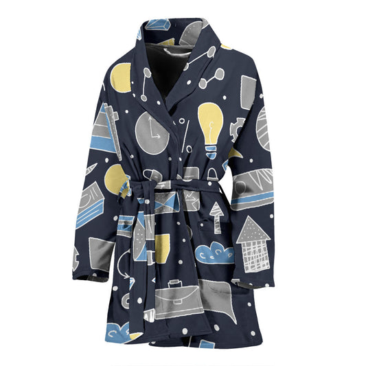 Accounting Financial Pattern Print Design 04 Women Bathrobe