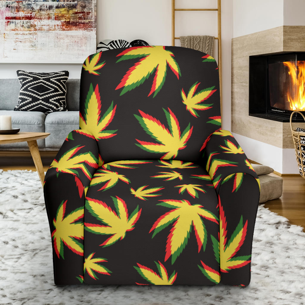 Pot Leaf Pattern Print Design A02 Recliner Slipcover with Pocket