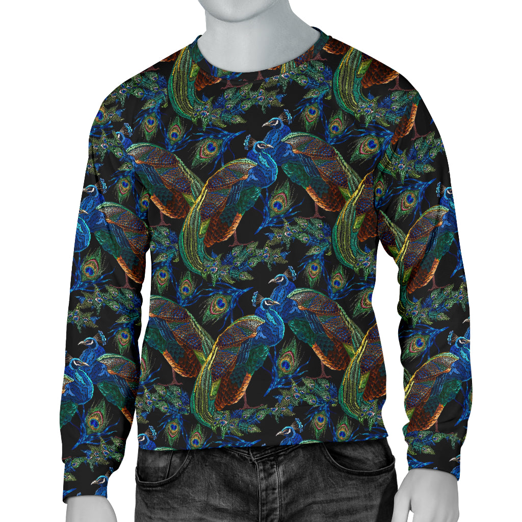 Peacock Themed Design Print Men Long Sleeve Sweatshirt