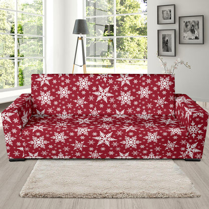 Snowflake Red Print Design LKS302 Sofa Slipcover