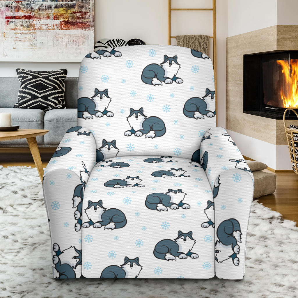 Alaskan Malamute Pattern Print Design 03 Recliner Slipcover with Pocket