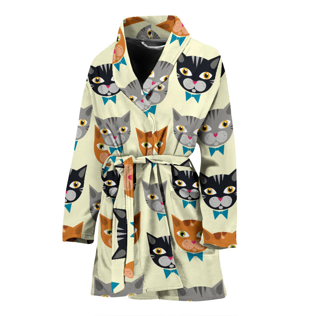 Cat Pattern Print Design 05 Women Bathrobe