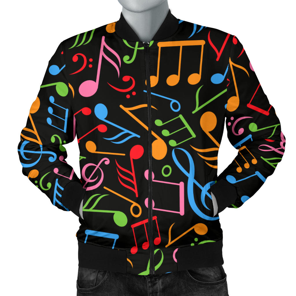 Music Note Colorful Themed Print Men Bomber Jacket