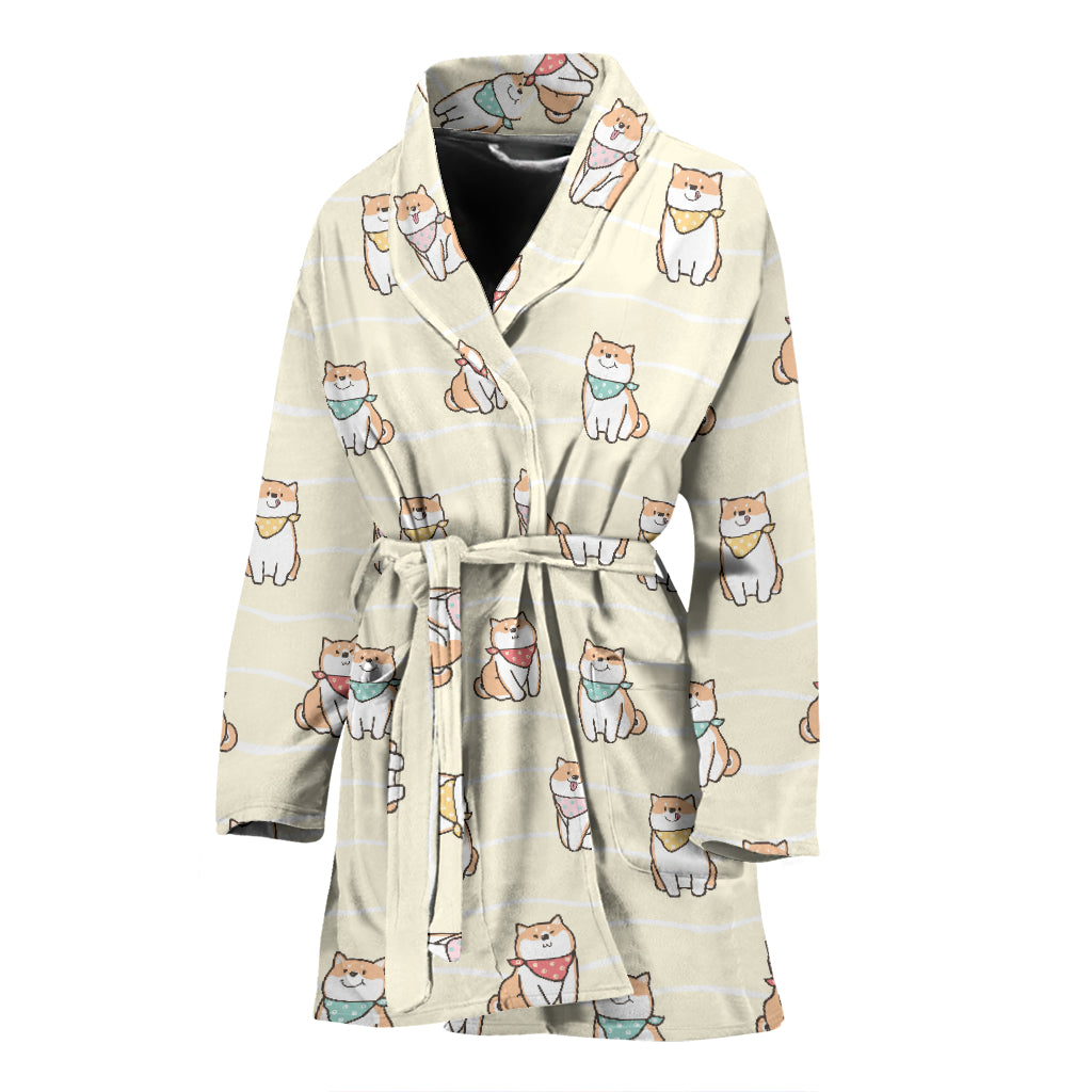 Shiba Inu Print Design LKS306 Women Bathrobe
