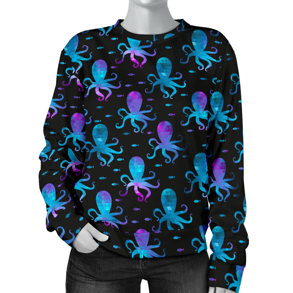 Octopus Blue Design Print Themed Women Long Sleeve Sweatshirt