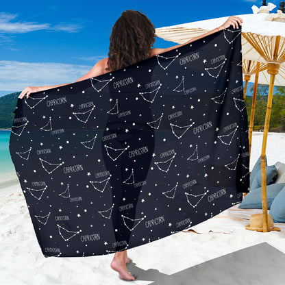 Capricorn Zodiac Pattern Print Design 01 Sarong Pareo Wrap
