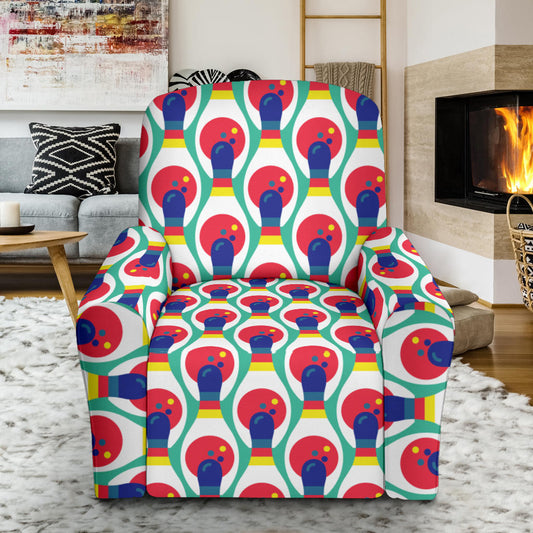 Bowling Pattern Print Design 05 Recliner Slipcover with Pocket