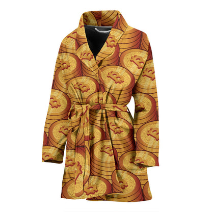 Bitcoin Pattern Print Design 02 Women Bathrobe