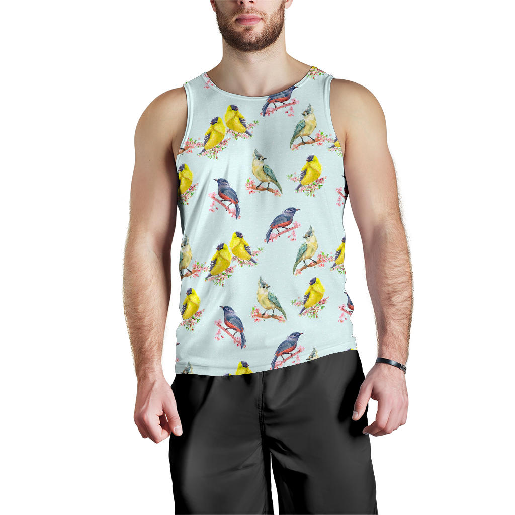 Bird Sweet Themed Print Pattern Men Tank Top