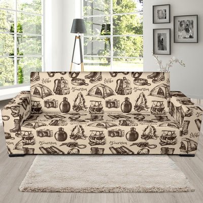 Camping Pattern Print Design 01 Sofa Slipcover