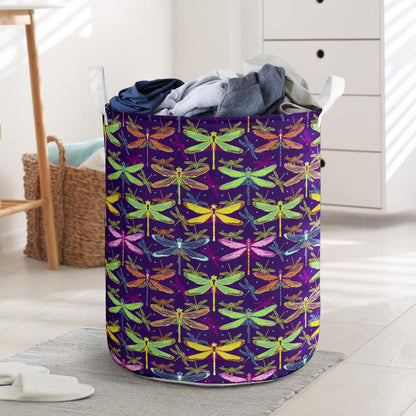 Dragonfly Neon Color Print Pattern Laundry Basket