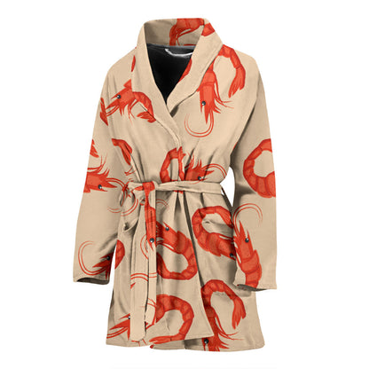 Prawn Pattern Print Design 02 Women Bathrobe