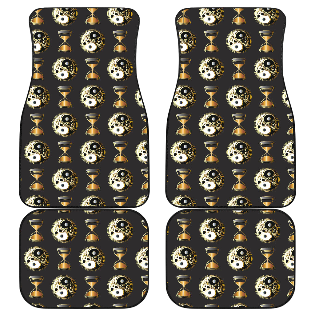 Yin Yang Skull Themed Design Print Car Floor Mats Front Back