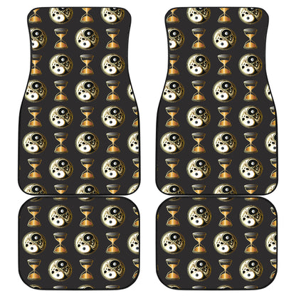 Yin Yang Skull Themed Design Print Car Floor Mats Front Back