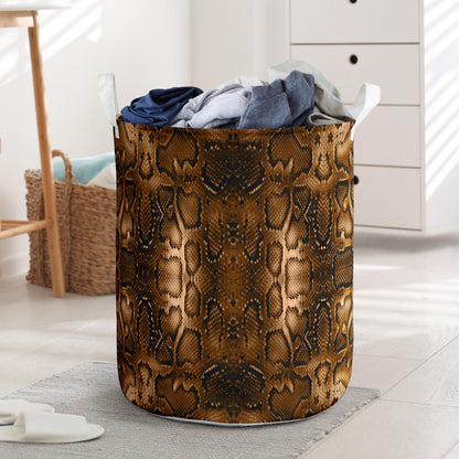 Snake Skin Brown Print Laundry Basket