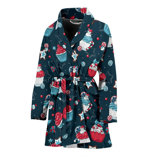 Cupcake Pattern Print Design 03 Women Bathrobe