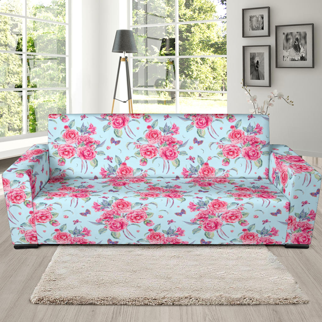 Camellia Pattern Print Design 01 Sofa Slipcover