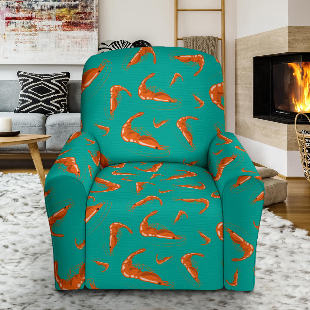 Shrimp Print Design LKS301 Recliner Slipcover with Pocket